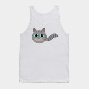 Grey Tabby Bubble Cat with Tail Tank Top